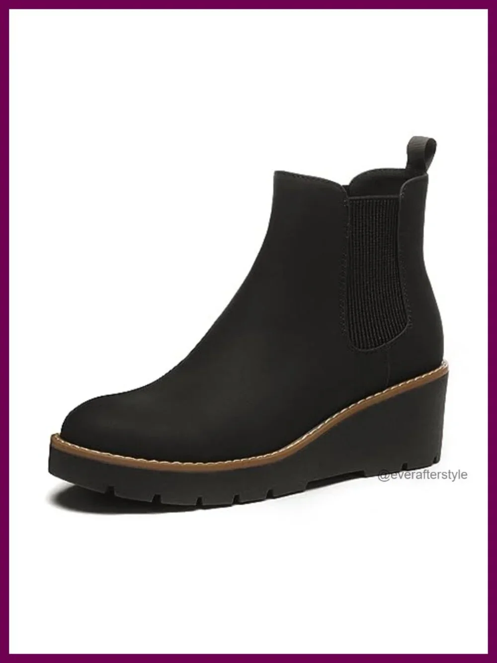 Vegan Leather Chelsea Wedge Boots Platform Lug Sole Slip On Ankle Booties